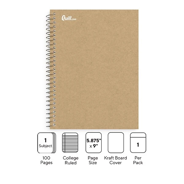 Quill Brand® Premium 1-Subject Notebook, 5.875" X 9", College Ruled, 100 Sheets, Brown (TR52120) 6 Quill Brand® Premium 1-Subject Notebook, 5.875" X 9", College Ruled, 100 Sheets, Brown (TR52120) - Image 4