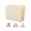 Quill Brand® Heavy-Duty 2-Ply File Folders, 1/3-Cut, Assorted Tabs, Letter Size, 100/Box (710434) -Office Essentials Shop s1227706 s7
