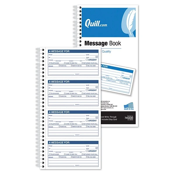 Quill Brand® Message Book, 11" X 5-1/2", Blue/White, 200 Forms/Book (745200) 3 Quill Brand® Message Book, 11" X 5-1/2", Blue/White, 200 Forms/Book (745200)