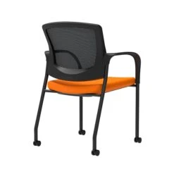 Union & Scale Workplace2.0™ Fabric Guest Chair, Apricot, Integrated Lumbar, Fixed Arms, Stationary, Fully Assembled (53703)