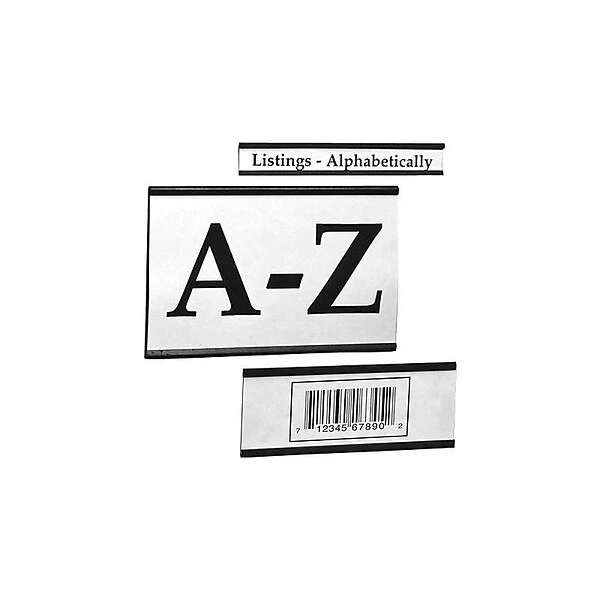 Quill Brand® "C Channel" Hand Written Label Holders, 1"W X 3"L, Black/White, 25/Carton (LH191) 3 Quill Brand® "C Channel" Hand Written Label Holders, 1"W X 3"L, Black/White, 25/Carton (LH191)