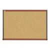 Quill Brand® Durable Cork Bulletin Board, Cherry Frame, 3'W X 2'H (23684-CC)